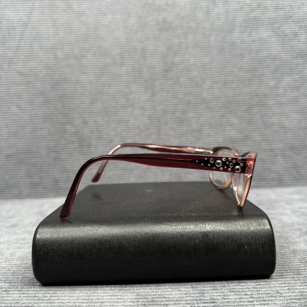 Bebe Promising Berry Purple Rhinestone Rectangular Eyeglasses Frames 512 135